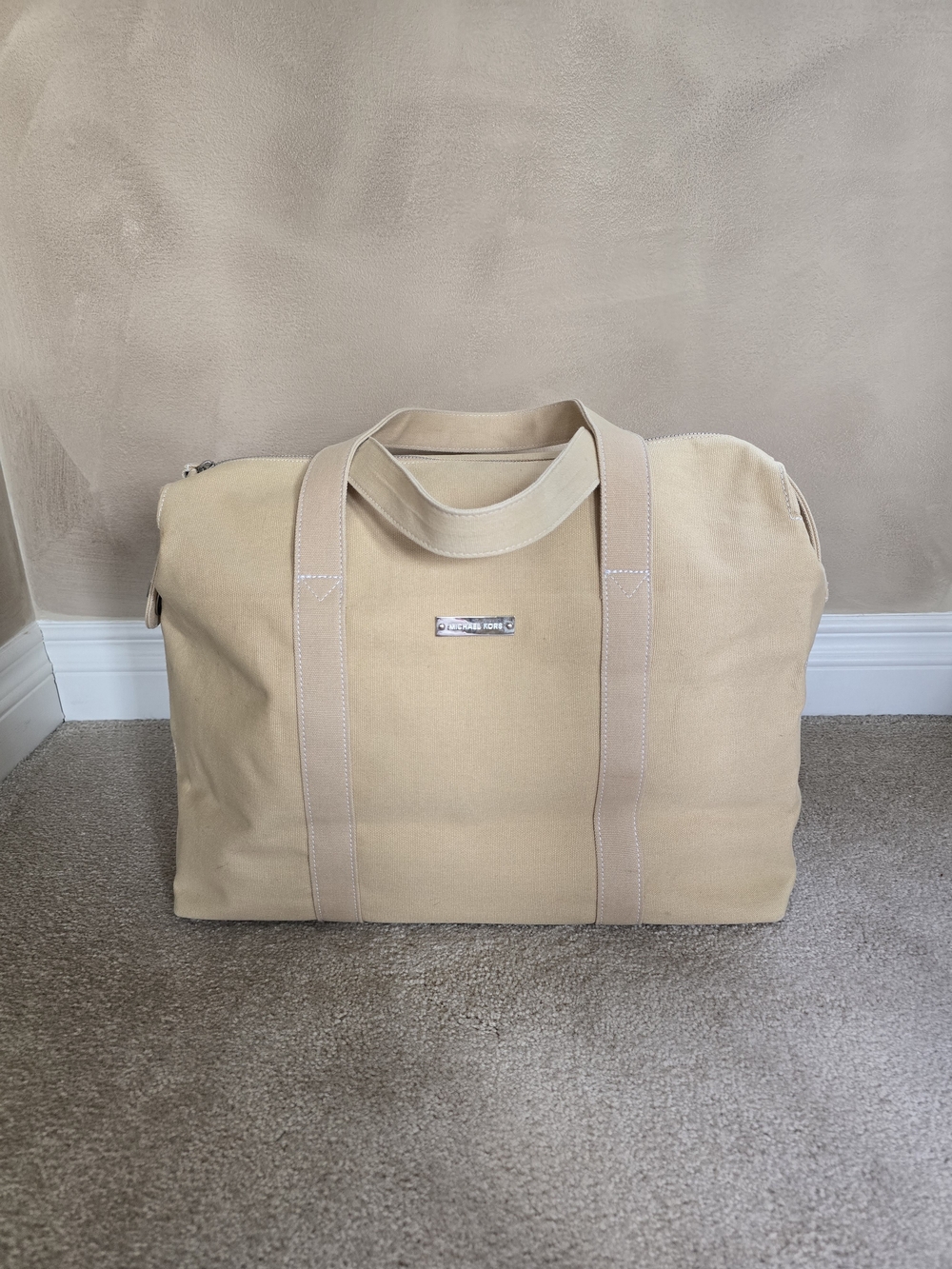 Michael Kors Canvas Travel Weekender in Beige